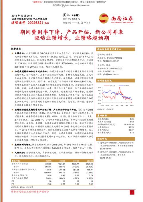 西南證券 道明光學業(yè)績略超預期，新業(yè)務驅動成長
